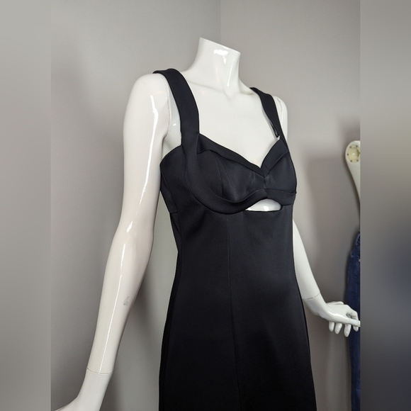 Zara Black Cutout Bustier Maxi Dress | Sculpted Corset Bodice Evening Gown M - Picture 4 of 8